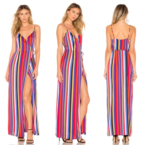 superdown Dresses & Skirts - Superdown Ella Wrap Maxi Dress Striped Size XXS